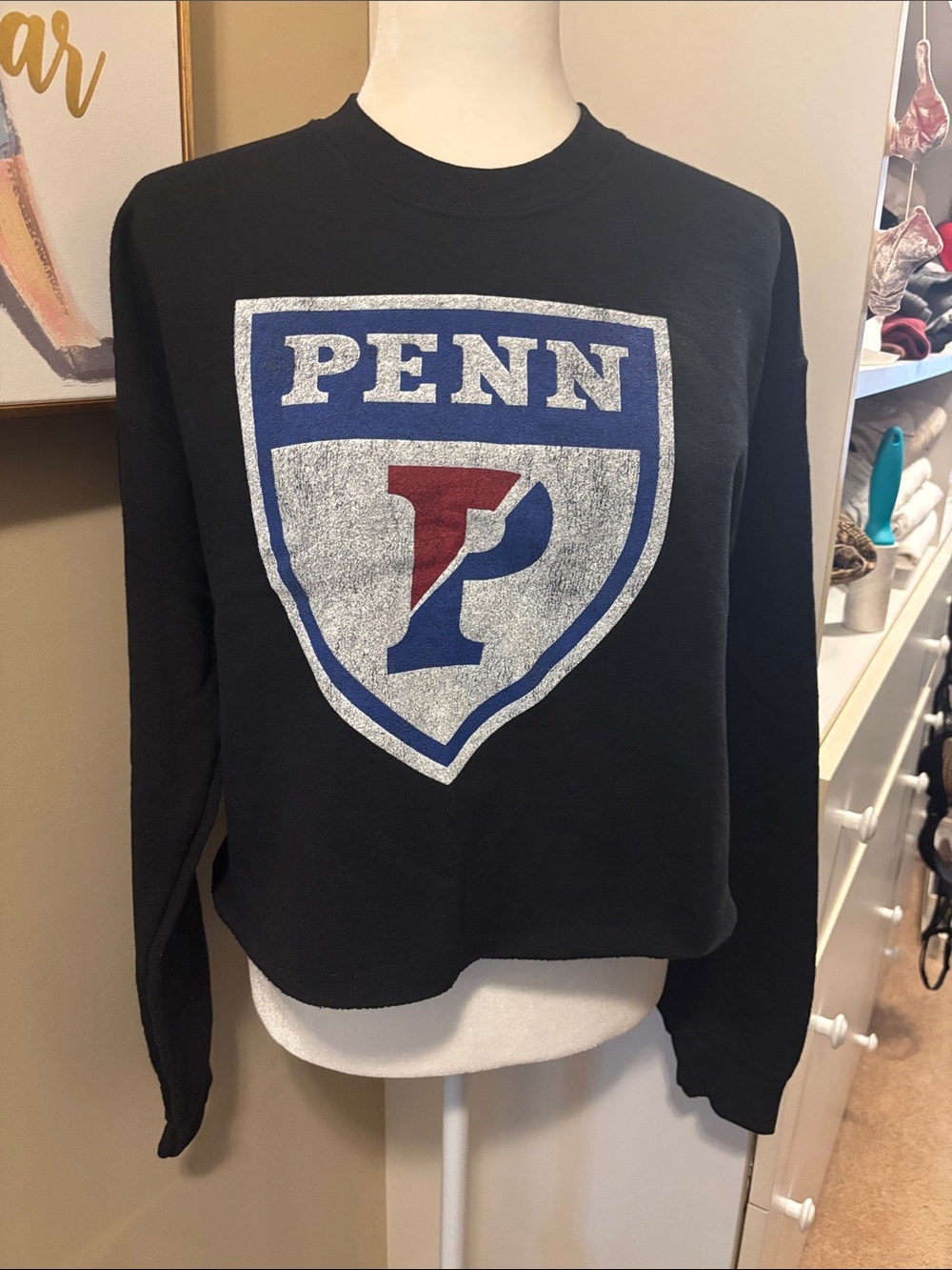 U Penn Black Crewneck Sweatshirt with Shield Logo